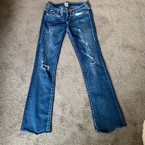 thick stitch true religion bootcut jeans